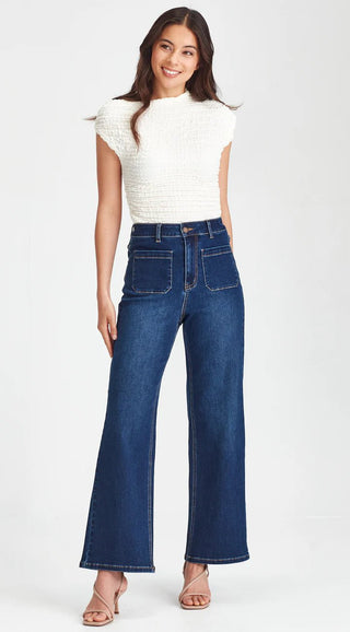 Libby Wide Leg Jeans - Dark Blue - J18 - All About A Girl