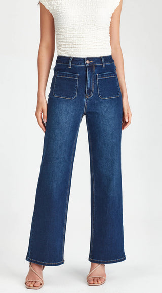 Libby Wide Leg Jeans - Dark Blue - J18 - All About A Girl