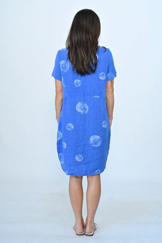 Linen Dresses - Cobalt Circle - CA20139C-7 - allaboutagirl