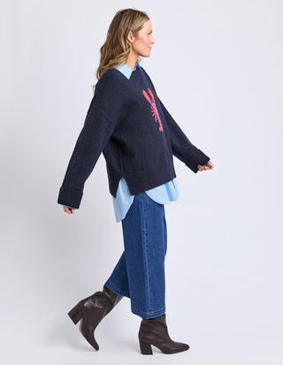 Lobster Intersaid Knit - Classic Navy - 8177032.CNAV - All About A Girl
