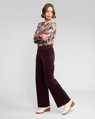 Loft Cord Wide Leg Pull On Pants - Merlot - 235M - All About A Girl