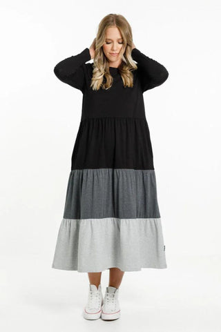 Long Sleeve Kendall Dress - Black/Charcoal/Grey - HL398 02 - allaboutagirl