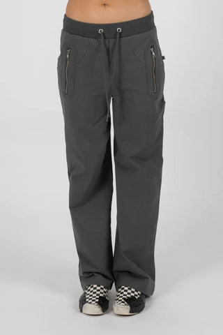 Loose Leg Escape Trackies - Coal-Silver - F1552F2502-CH/SI - All About A Girl