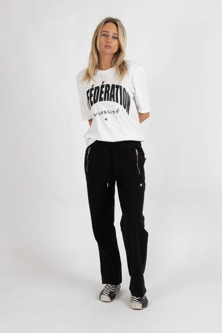 Loose leg Escape Trackies - Plus Dot - F1552F2502.908-BK-WH - All About A Girl