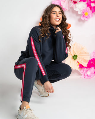 Lover Track Pants - Navy With Pink Stripe - 8177077.NAVY - All About A Girl
