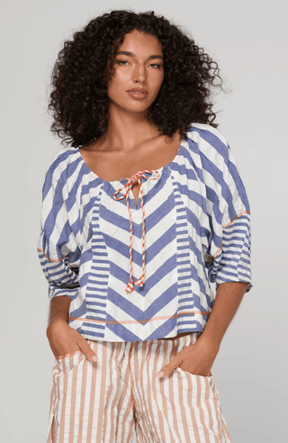 Boom Shankar Lucia Top Ocean Stripe, Styled view | AAAG