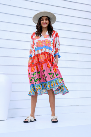 Macarena Ruffle Trim Dress - Multi