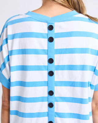 Maddison Tee Shirt - Azure Blue/White Stripe