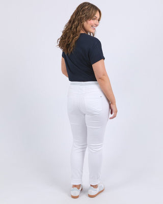 Margo Denim Joggers - White - 81D1394.WHT - All About A Girl