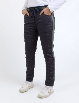 Margo Joggers With Khaki Side Tape - Navy - 81D1471.NAVY - All About A Girl