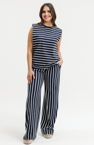 Homelee Milla Tee and Margot Pants Sunday Stripes, Front view | AAAG