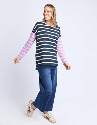 Marta Stripe Long Sleeve Tee - Pink/White/Navy Stripe - 8139059.PTPK - All About A Girl