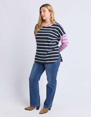 Marta Stripe Long Sleeve Tee - Pink/White/Navy Stripe - 8139059.PTPK - All About A Girl