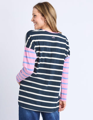 Marta Stripe Long Sleeve Tee - Pink/White/Navy Stripe - 8139059.PTPK - All About A Girl