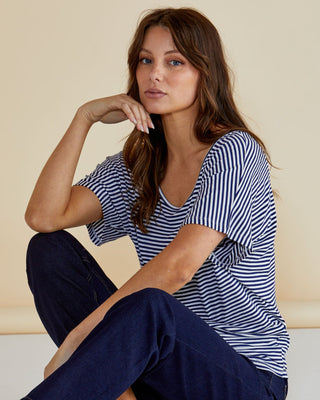 Betty Basics Maui Tee Navy Blue/White Stripe, Front product | AAAG