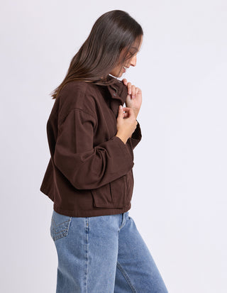 Elm May Jacket Chocolate, Side view | AAAG
