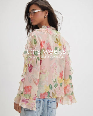 Mayflower Ruffle Blouse - Pink/Green