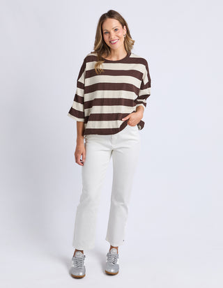 Mazie Block Sweatshirt - Coffee/Marshmellow