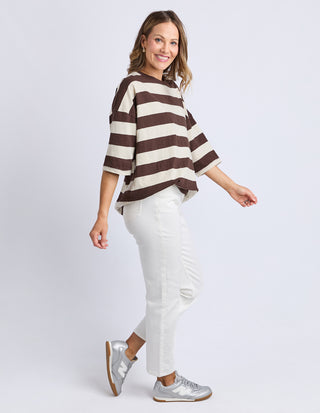 Mazie Block Sweatshirt - Coffee/Marshmellow