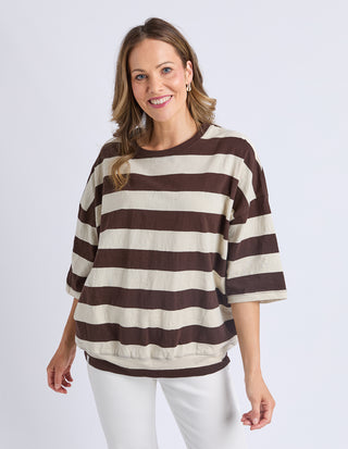 Mazie Block Sweatshirt - Coffee/Marshmellow