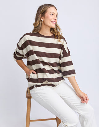 Mazie Block Sweatshirt - Coffee/Marshmellow