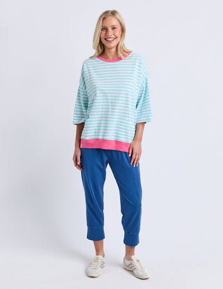 Mazie Stripe Ringer Sweatshirt - Blue Stripe With Pink - 81X4496.TBL - All About A Girl