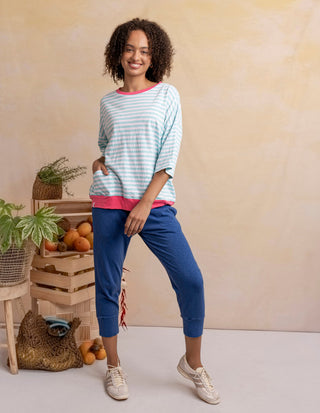Mazie Stripe Ringer Sweatshirt - Blue Stripe With Pink - 81X4496.TBL - All About A Girl