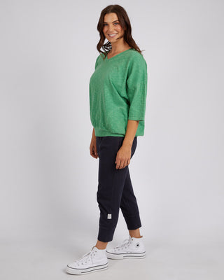 Mazie Vee Neck Sweatshirt - Green Briar