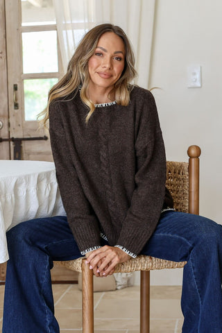 Cable Front Knit - Chocolate