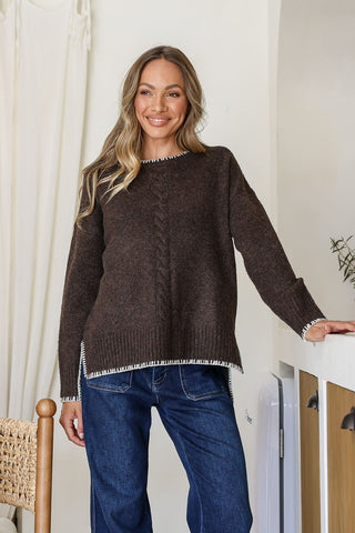 Cable Front Knit - Chocolate