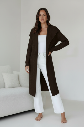 Shawl Collar Coatigan - Chocolate