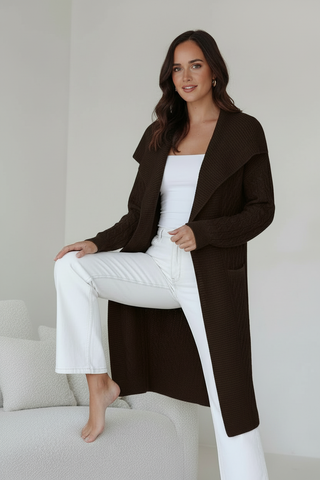 Shawl Collar Coatigan - Chocolate