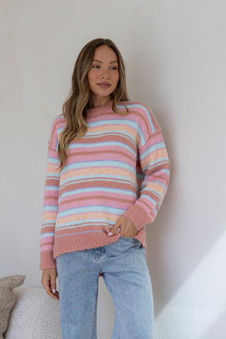 Sunset Stripe Knit - Terracotta/Blue/Tan/Butter