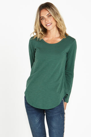 Megan Long Sleeve Top - Dark Green - BB268 - allaboutagirl