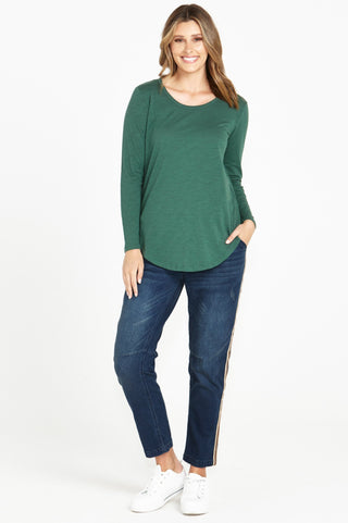 Megan Long Sleeve Top - Dark Green - BB268 - allaboutagirl