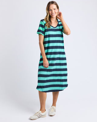 Mercury Stripe Dress - Blue/Green Stripe