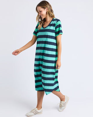 Mercury Stripe Dress - Blue/Green Stripe