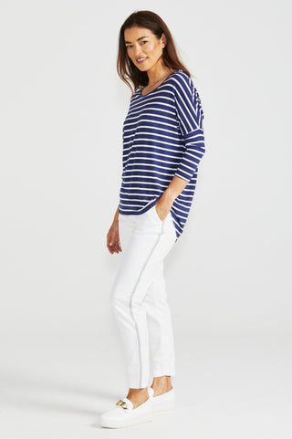 Milan Tee 3/4 Sleeve - Parisian Stripe - BB522 - allaboutagirl