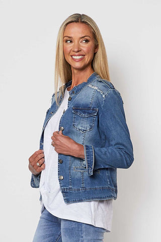 Military Denim Jacket - Denim - 38706 - All About A Girl