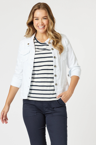 Military Denim Jacket - White