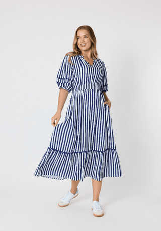 Monecito Stripe Dress - Navy - 50180 - All About A Girl