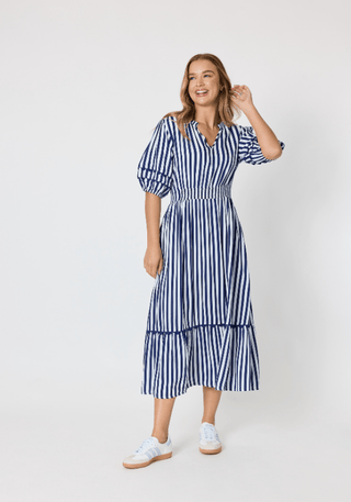 Monecito Stripe Dress - Navy - 50180 - All About A Girl