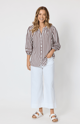 Montecito Stripe Top - Coffee/White Stripe - 49542 - All About A Girl