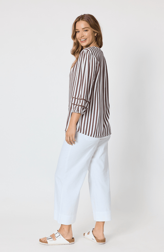 Montecito Stripe Top - Coffee/White Stripe - 49542 - All About A Girl