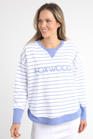 Simplified Striped Sweatshirt - Neon Blue