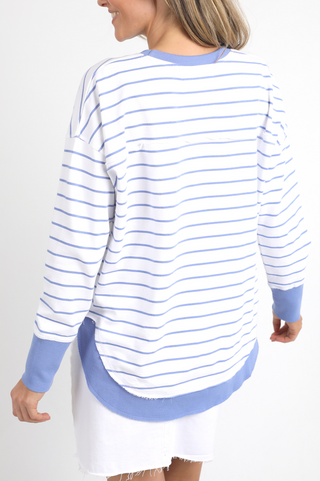 Simplified Striped Sweatshirt - Neon Blue