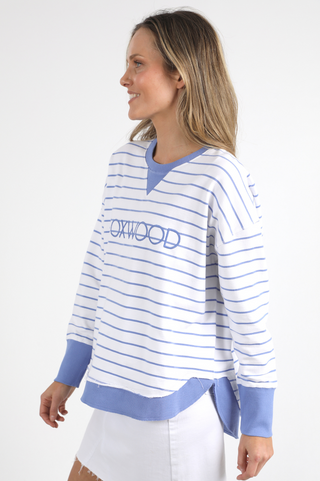 Simplified Striped Sweatshirt - Neon Blue