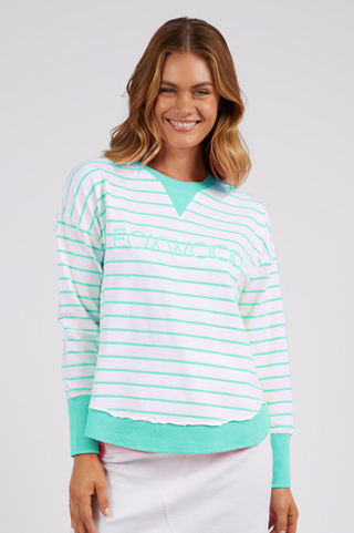 Simplified Striped Sweatshirt - Neon Mint