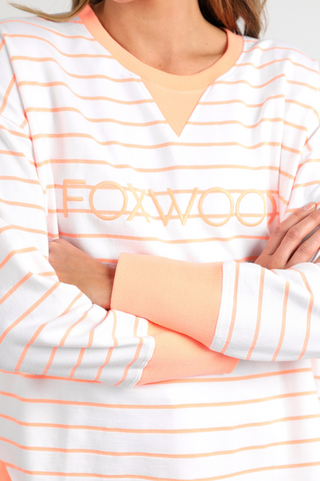 Simplified Striped Sweatshirt - Neon Peach