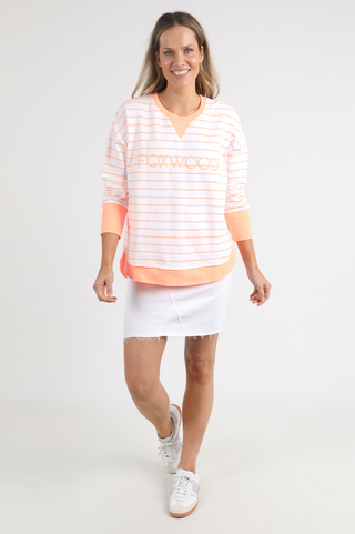 Simplified Striped Sweatshirt - Neon Peach